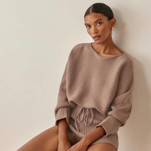 Reformation Sweaters - REFORMATION Cort Ribbed Boat Neck Sweater Brown XL